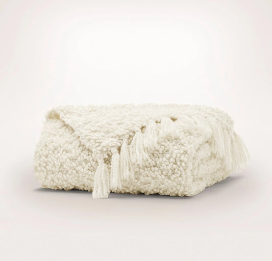 Cozy Boucle Throw Blanket - Cream