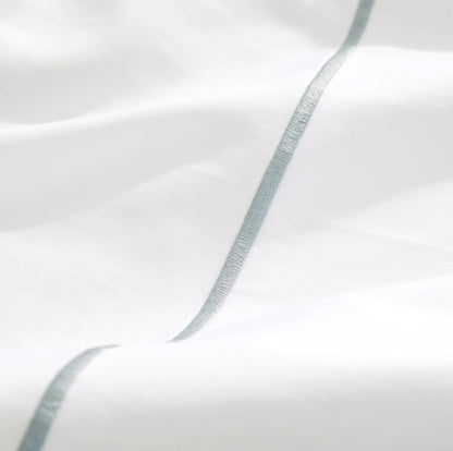 Percale Embellished Pillowcase Set - White/Shore Embroidered