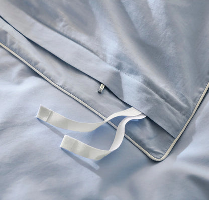 Signature Embellished Duvet Set - Hydrangea/White Piped Edge