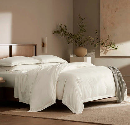Signature Hemmed Duvet Set - Cream
