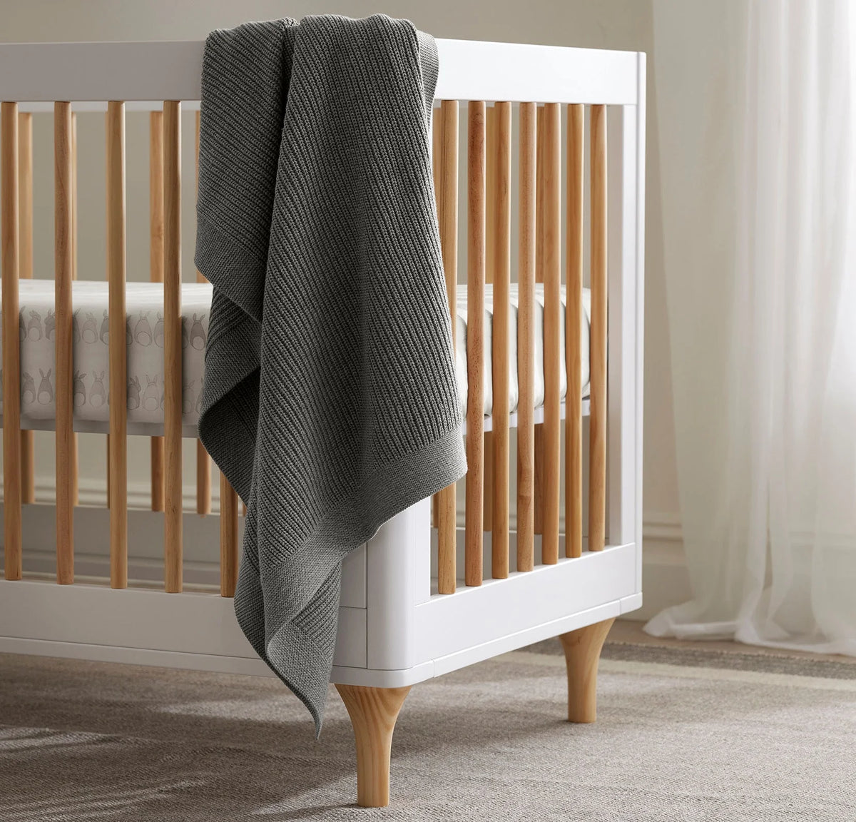 Ribbed Knit Baby Blanket - Heathered Stone