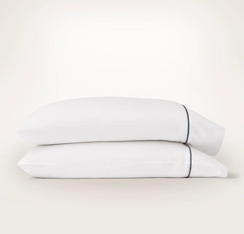 Percale Embellished Pillowcase Set - White/Mineral Embroidered