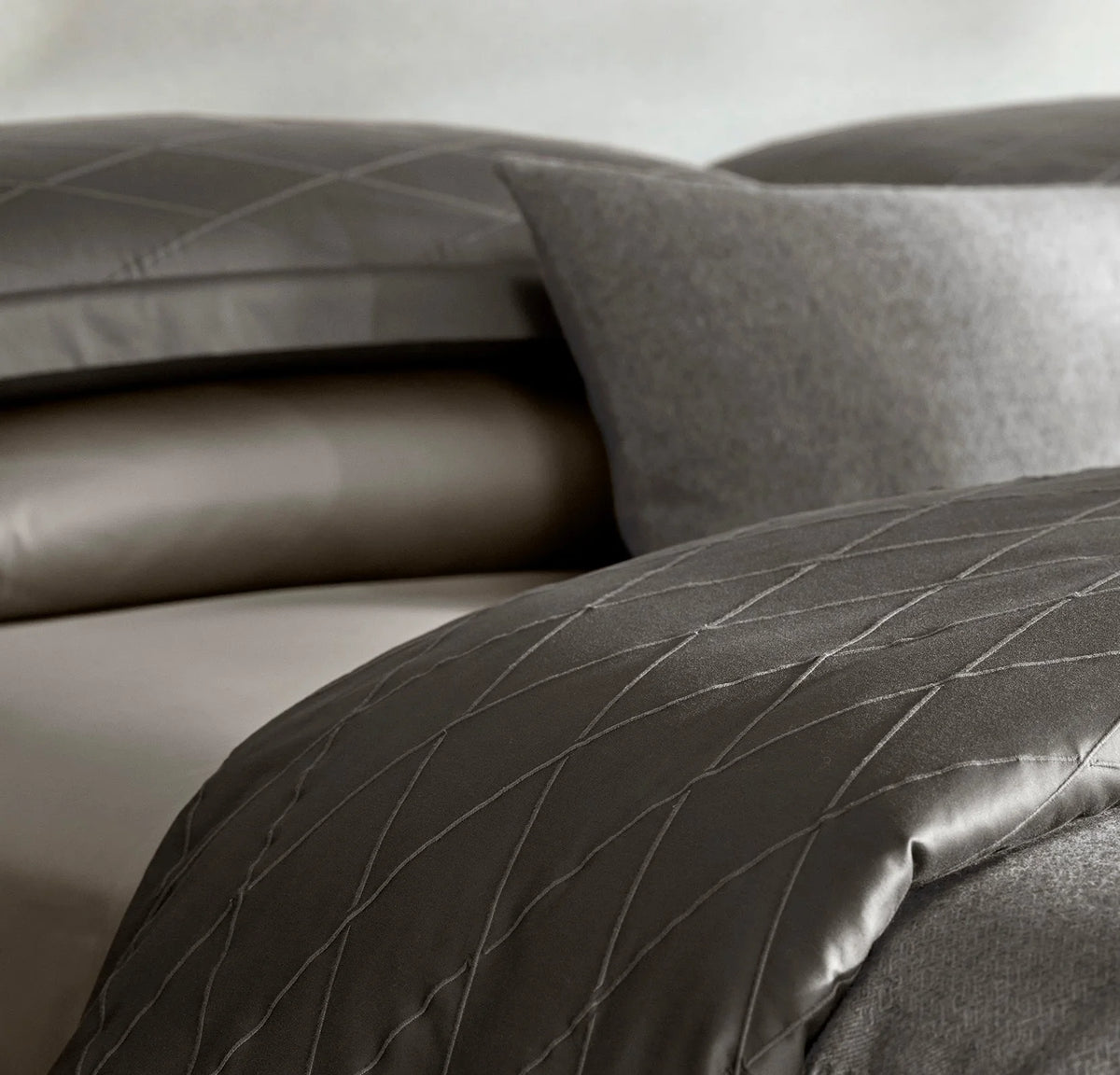 Reserve Embellished Duvet Set - Stone/Stone Embroidered Lattice