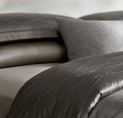 Reserve Embellished Duvet Set - Stone/Stone Embroidered Lattice