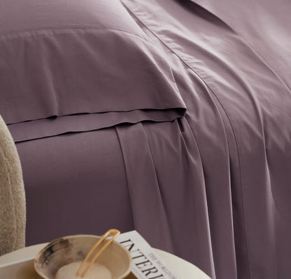 Percale Hemmed Sheet Set - Plum