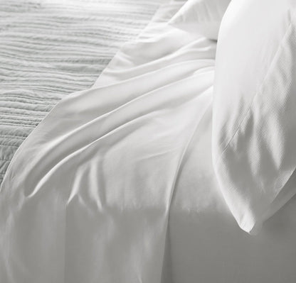 Signature Hemmed Fabric Swatch - White Textured Stripe