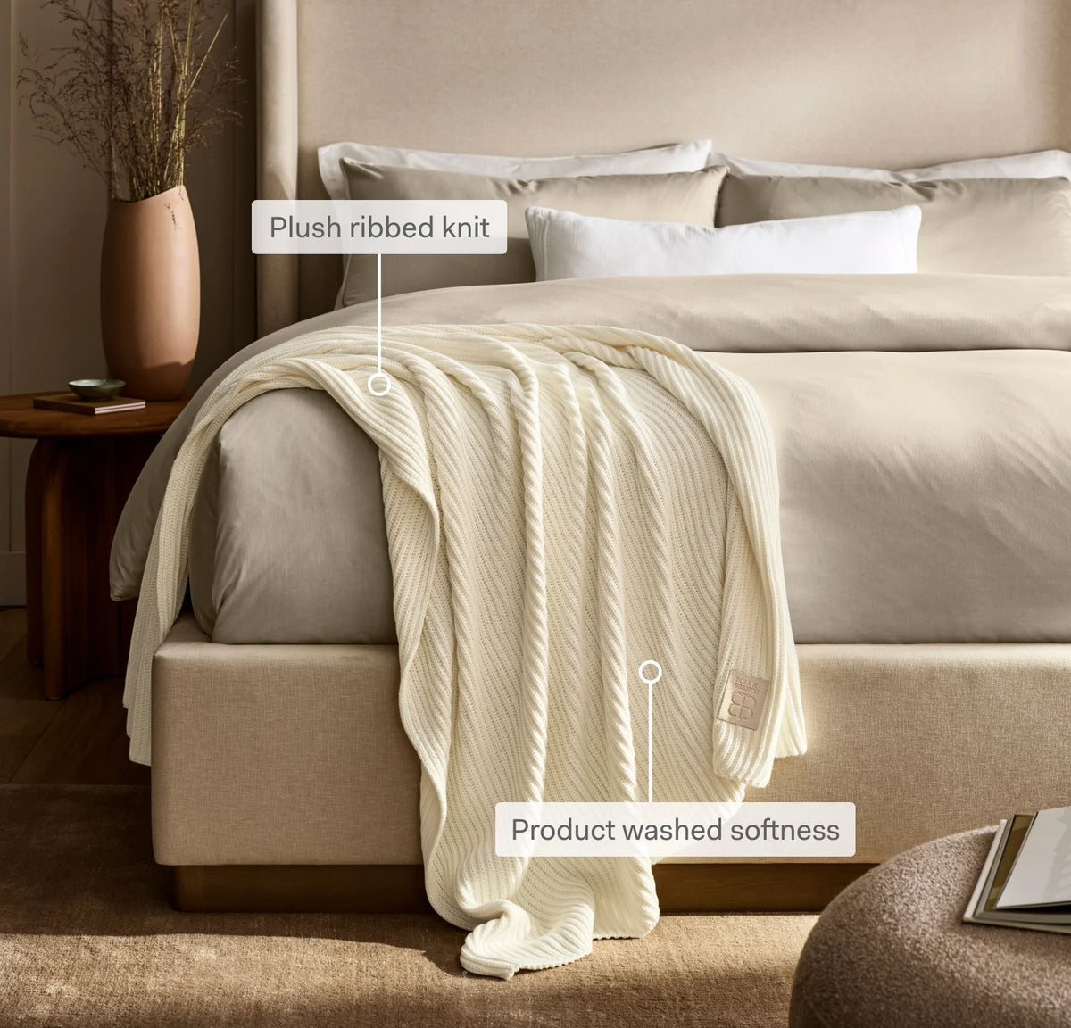 Sunday Knit Throw Blanket - Cream