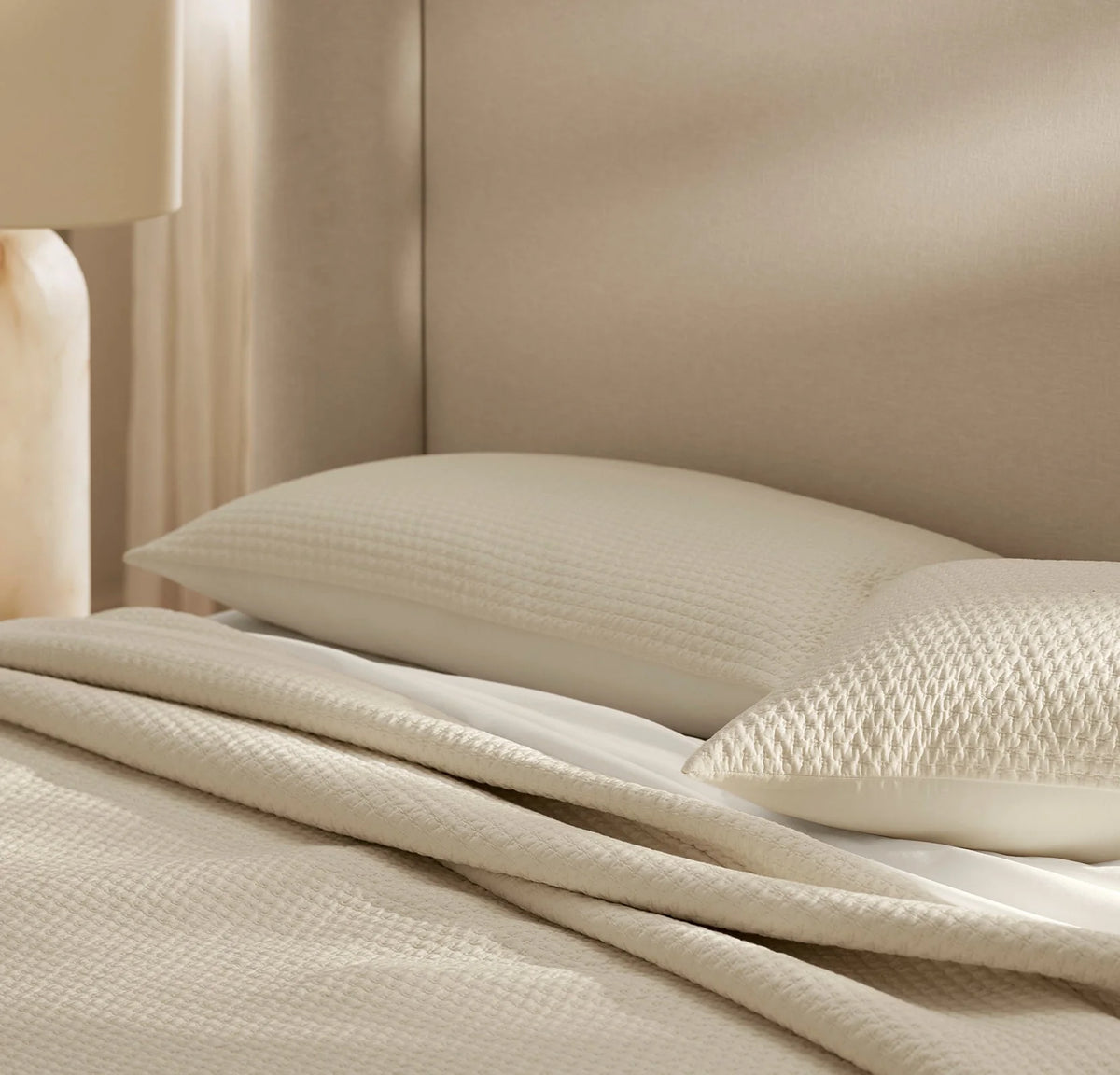 Signature Textured Stitch Quilted Sham - Cream